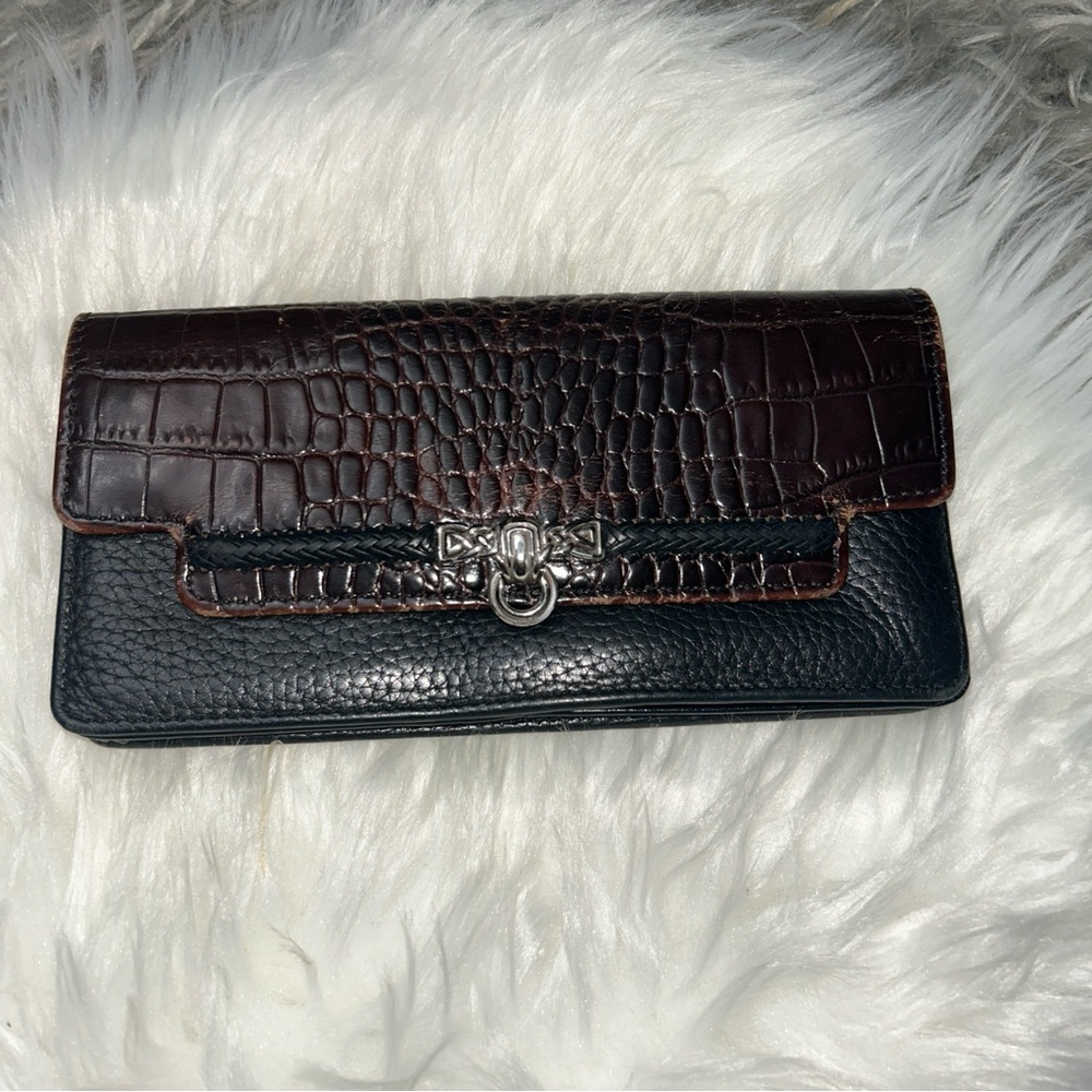 Vintage Brighton Brown & Black Croc Embossed Wallet/Clutch